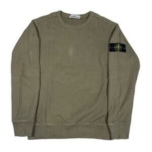 Stone Island Garment Dyed Olive Green Crewneck Sweater Pullover size Medium B34